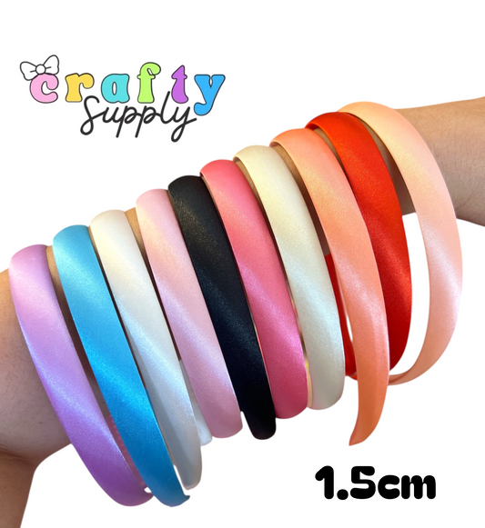 1.5cm Satin Headband  10pcs Set
