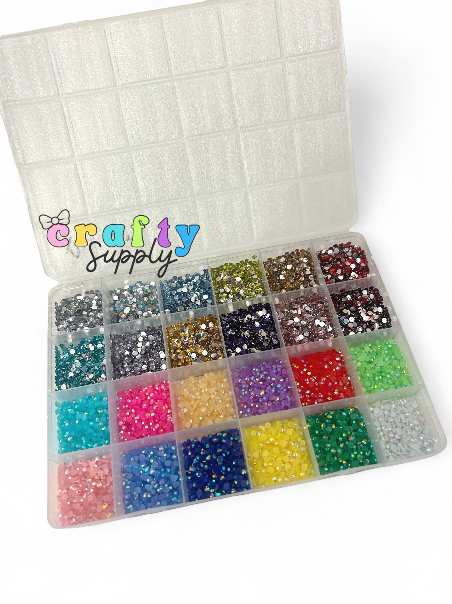 Estuche con diamantes de imitación multicolor