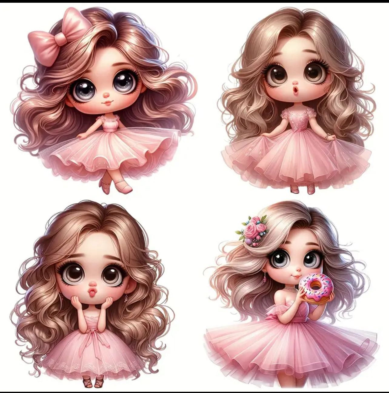 Pink Tutu Donut Girl Transfer Sheet