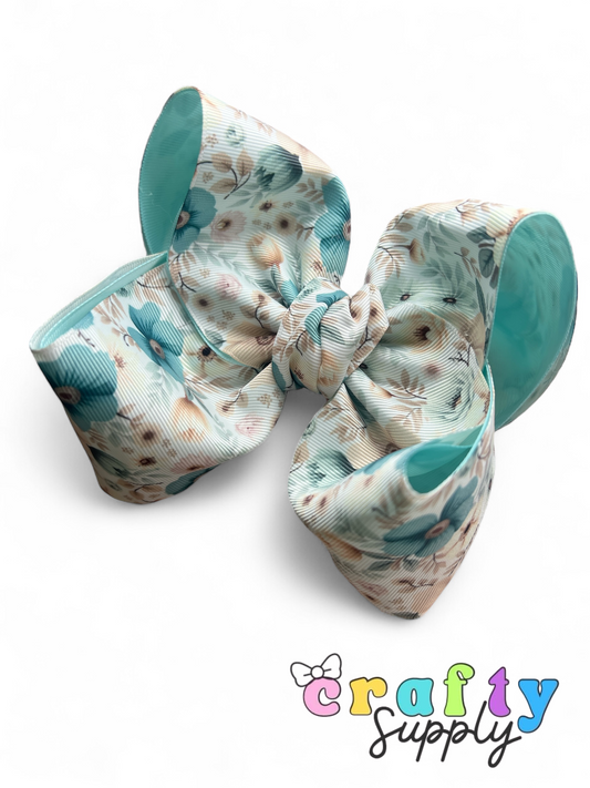 Aqua Cream Blooms Moño Boutique Grande
