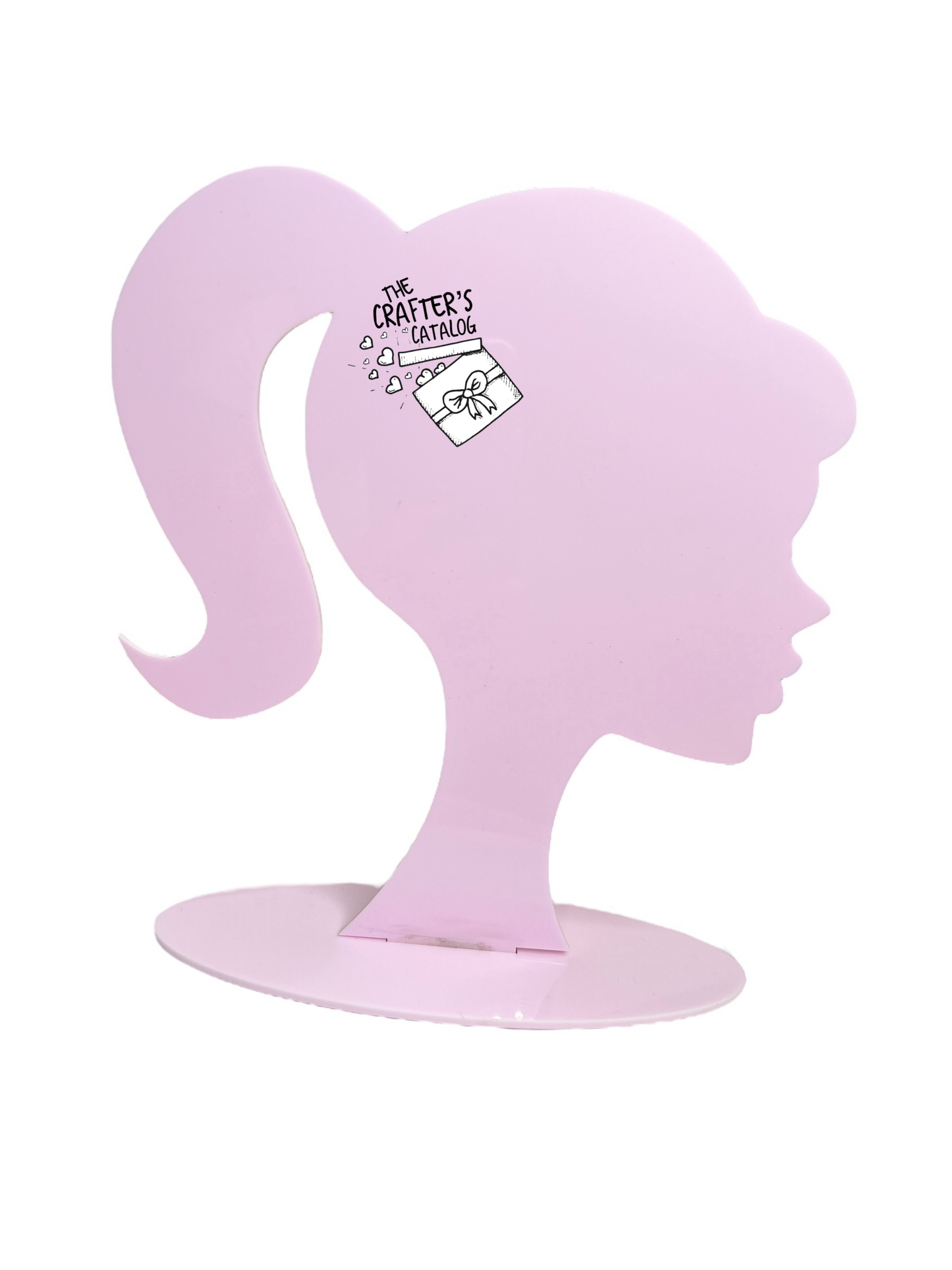 Expositor de acrílico con forma de Barbie en color rosa pálido
