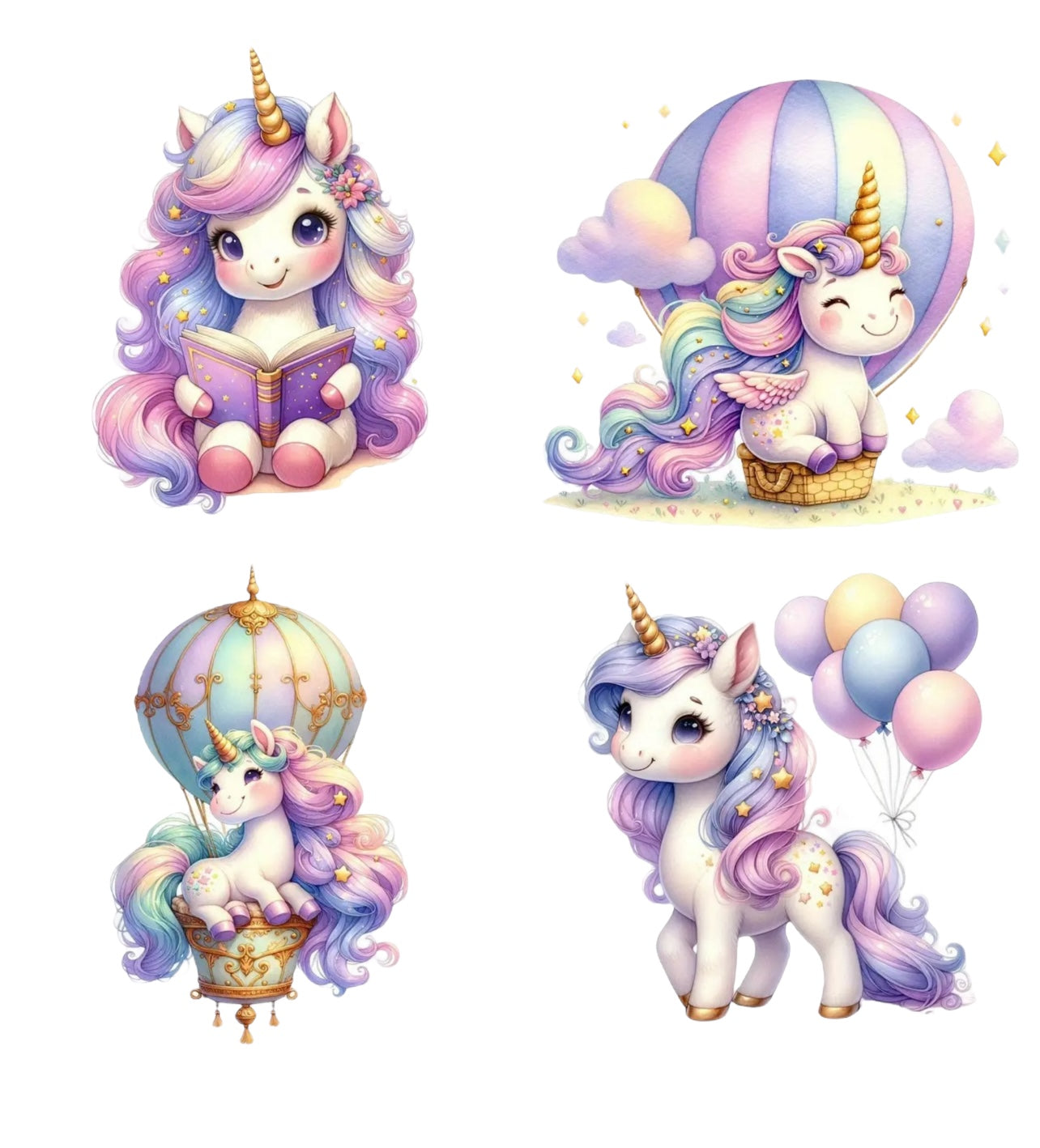 Unicorn Hot Hair Balloon Transfer Sheet