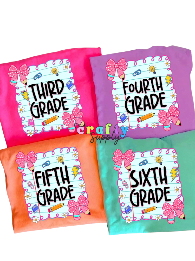 DTF Transfer #395 Polka Dots Bow School Grades