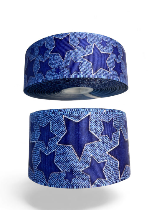 Ribbon  Denim Stars 1 Yard