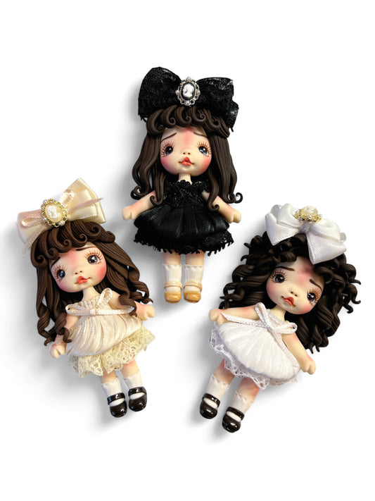 SET OF 3- 4inch Hand Crafted Clay Doll