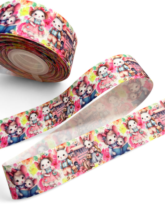 3.8cm School Mice Ribbon Yard