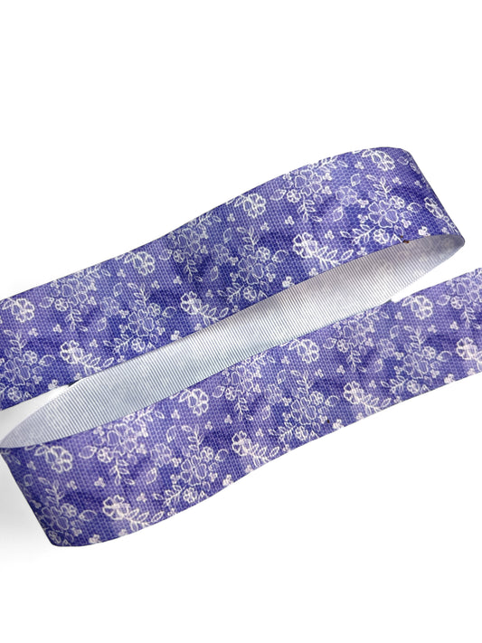 Denim white flowers Ribbon Yard