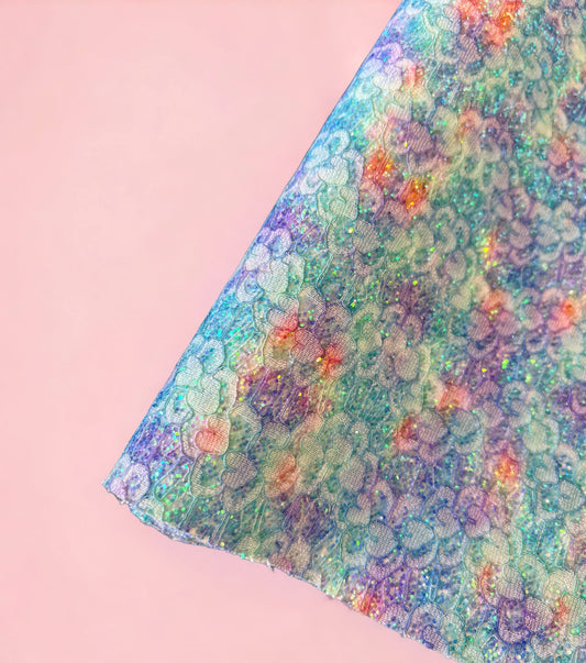 Lace with Glitter Blue Mix