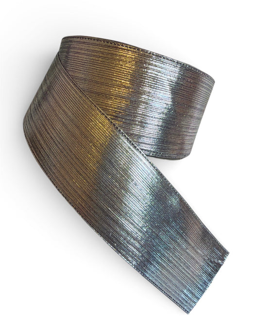 Grey Soft Metallic Fabric Ribbon