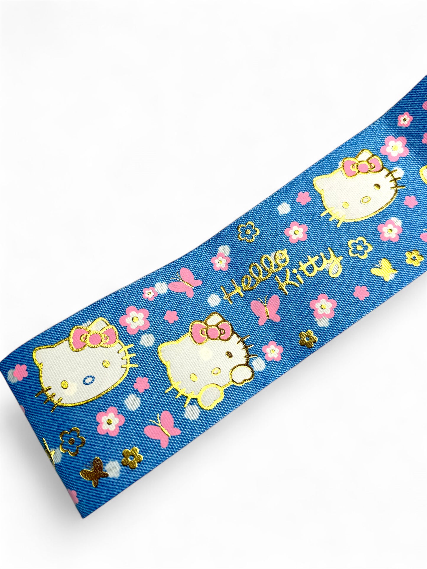 3 yards -7.5cm (3inch) Foil Ribbon Hello Kitty Denim