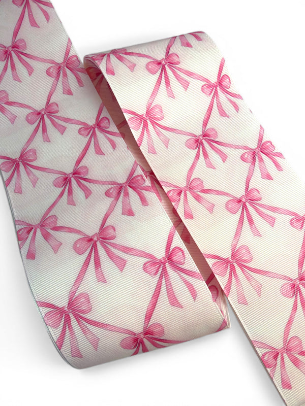 3 yards 7.5cm (3inch) Romantic Pink Coquettes Ribbon