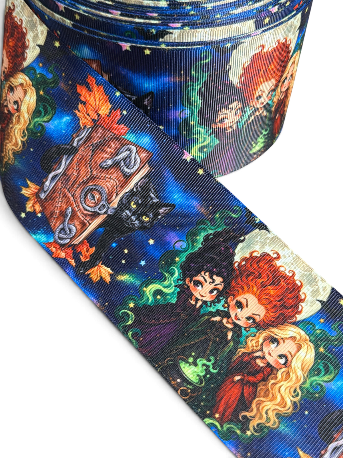 3 Yards 7.5cm m/3inch 3 Witchy Friends Printed Grosgrain