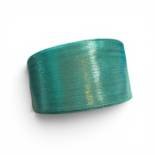 1 yard Metallic Teal Rain Metallic Ribbon 7.5cm/3inch