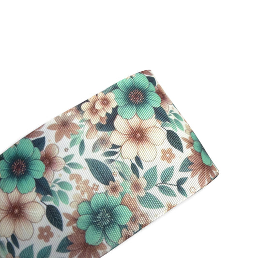 3 yards roll 7.5cm/3inch Green Floral Collage