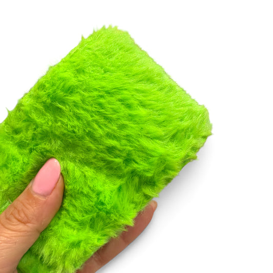1 yard 7.5cm/3inch wide Plushie Fur Ribbon Grinch Green