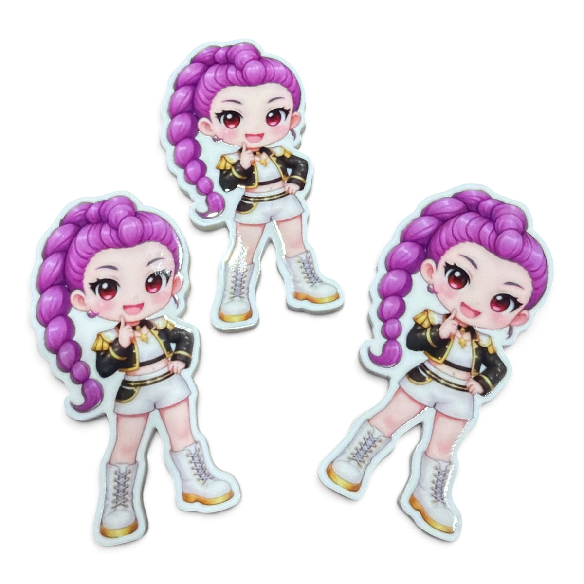 3 resins Flat Planar Warrior Girl Golden Purple Hair 5cm RES-186
