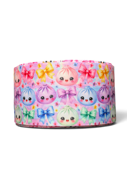 3 Yards 7.5cm m/3inch Dumplings and Coquettes Printed Grosgrain