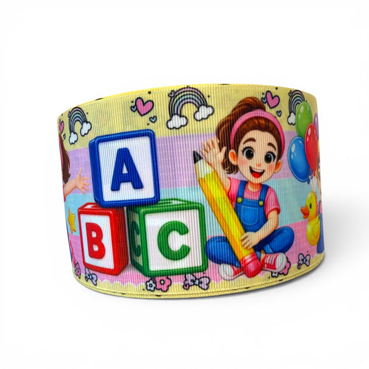 3 Yards ABC Teacher 7.5cm /3inch Ribbon Printed Grosgrain