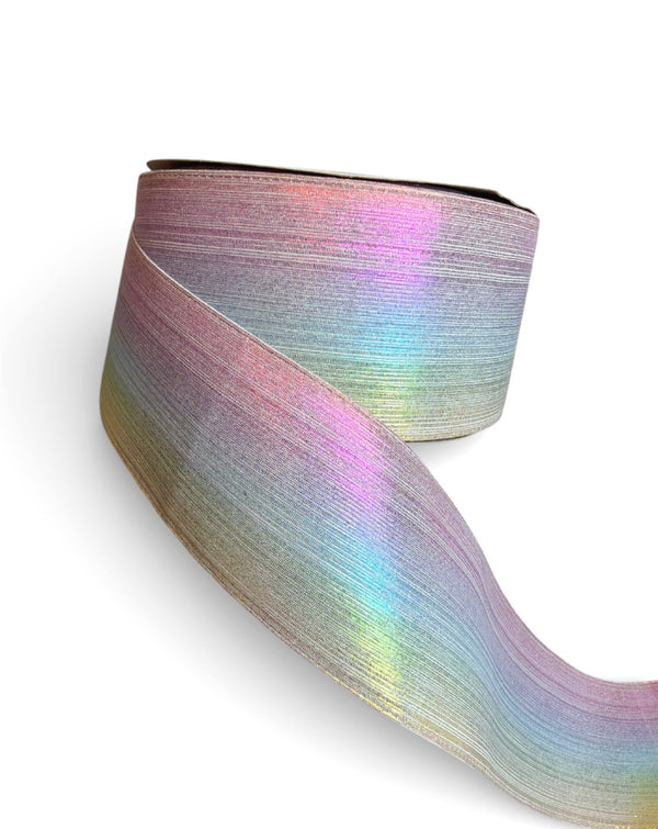 Holographic Rainbow Soft Metallic Fabric Ribbon