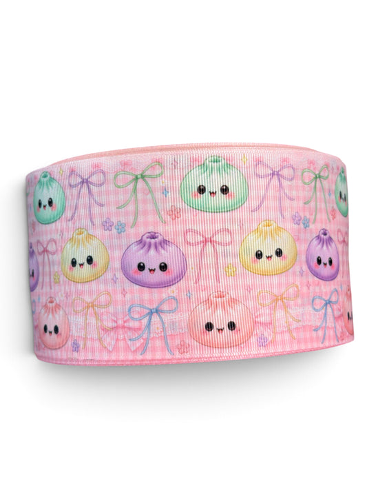 3 Yards 7.5cm m/3inch Dumplings and Long Coquettes Printed Grosgrain