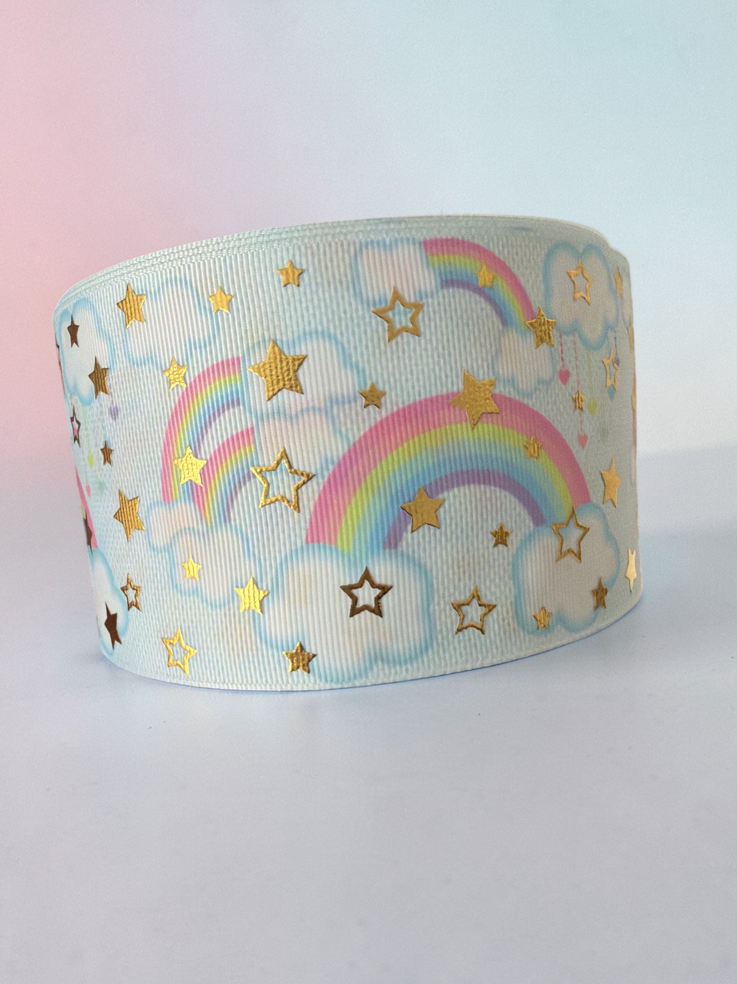 3 yards -7.5cm (3inch) Foil Ribbon Rainbows
