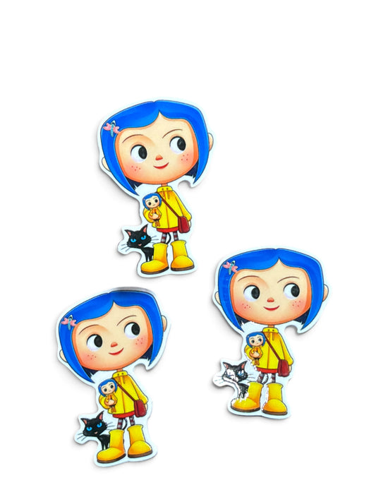 3 resins 5cm Buttons Girl 5cm