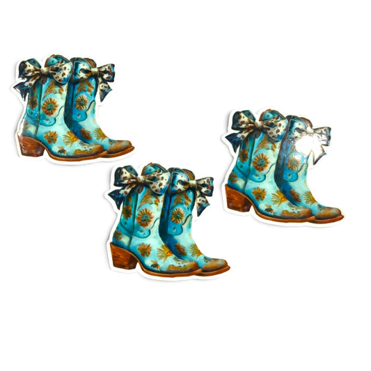 3 resins Teal Boots Double Bow   5cm CBY-03