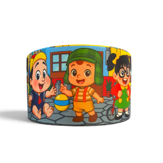 3 Yards 7.5cm /3inch Patio Kids Ribbon Printed Grosgrain