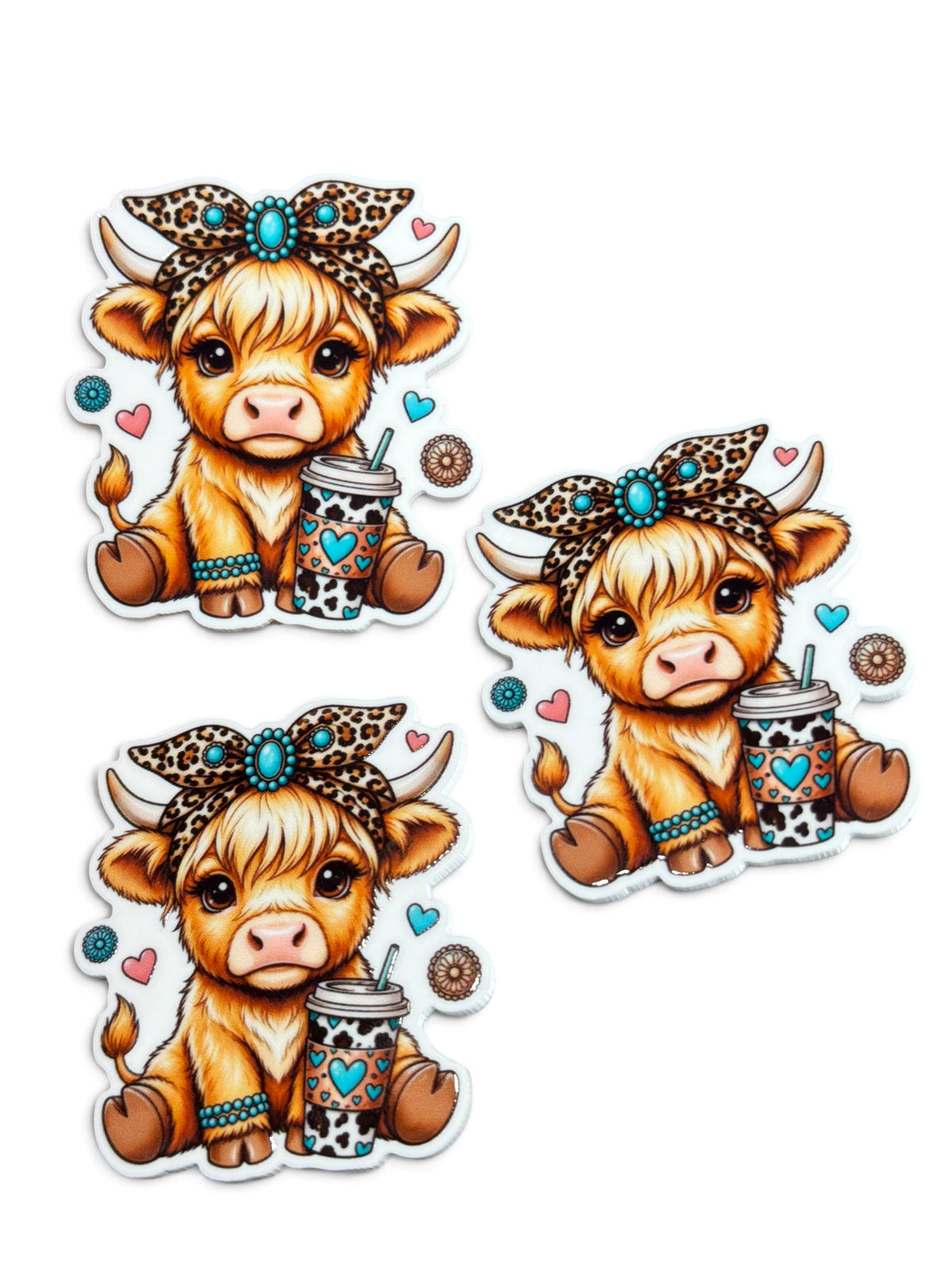 3 resins Flat Planar resins  Turquoise Cow 5cm