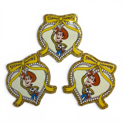 3 Glitter Resins Set  Toy Sheriff Heart 5cm