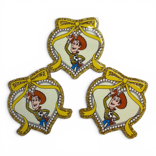 3 Glitter Resins Set  Toy Sheriff Heart 5cm G-11