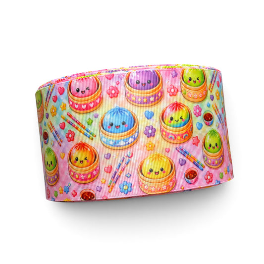 3 Yards 7.5cm m/3inch Hello Dumplings  Printed Grosgrain SKU