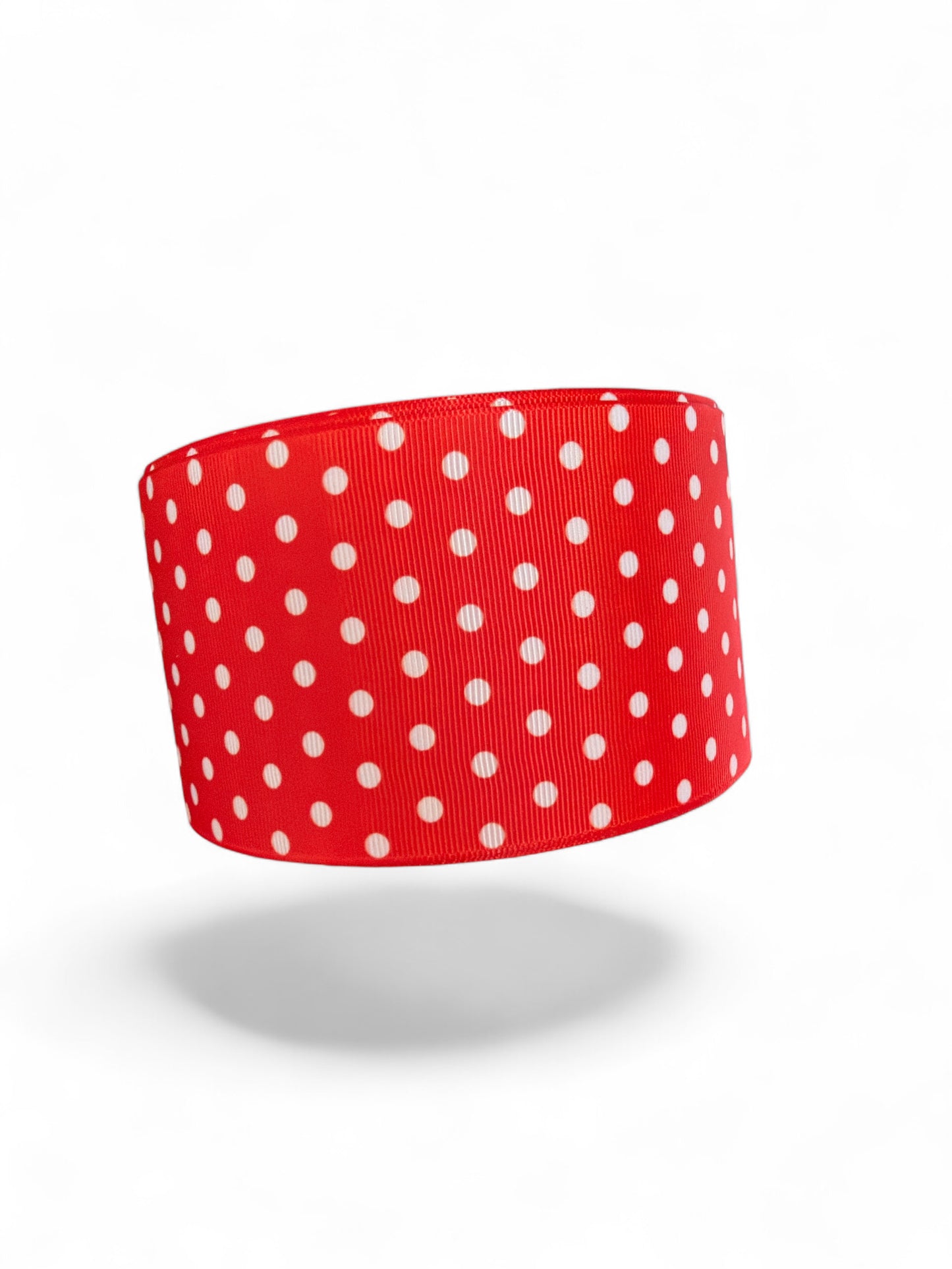 3 yards -7.5cm (3inch) Ribbon White Polka Dots on Red