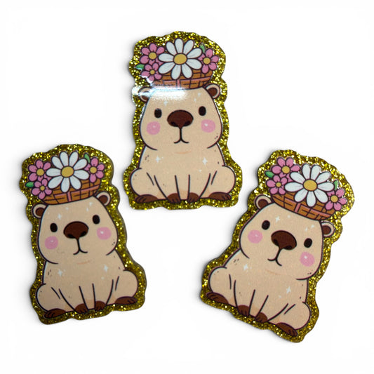 3 Glitter Resins Daisy Capibara 5cm G-6