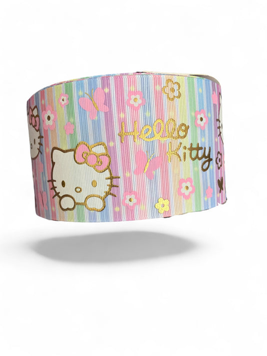 3 yards -7.5cm (3inch) Foil Ribbon Hello Kitty Pastel Lines