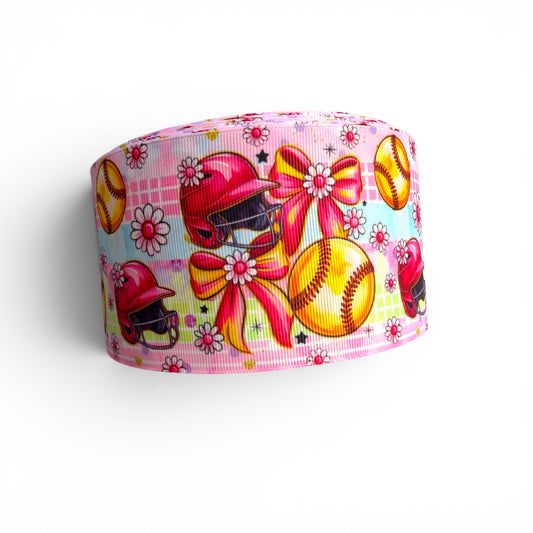 7.5cm/3inch Ribbon  Softball Bow