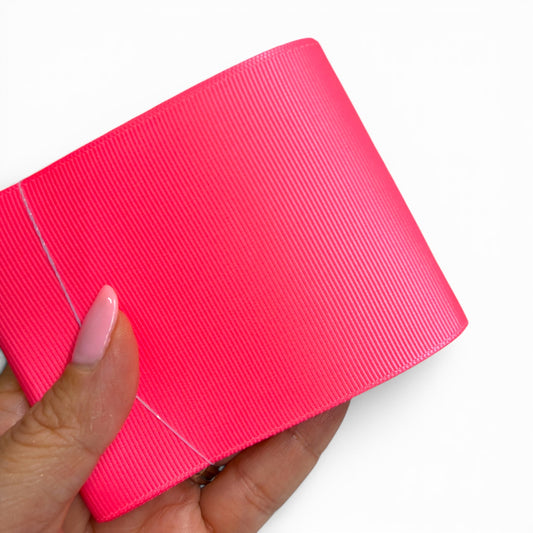 3 yards Neon Pink G-06  Solid Grosgrain 7.5cm 3inch
