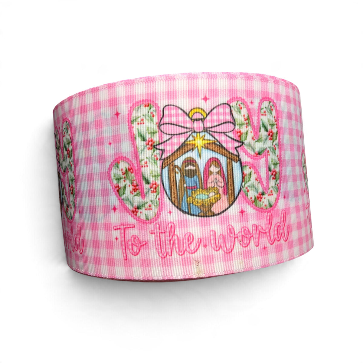 3 Yards 7.5cm-3inch Joy To The World  Printed Grosgrain