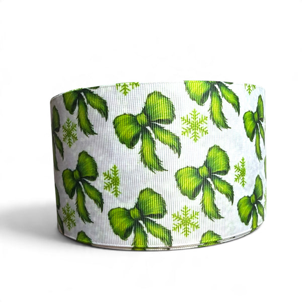3 Yards 7.5cm-3inch Green Fur Love  Printed Grosgrain