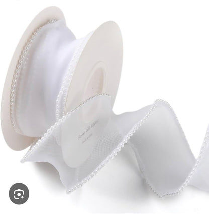 2 yards Organza with Pearl Ribbon