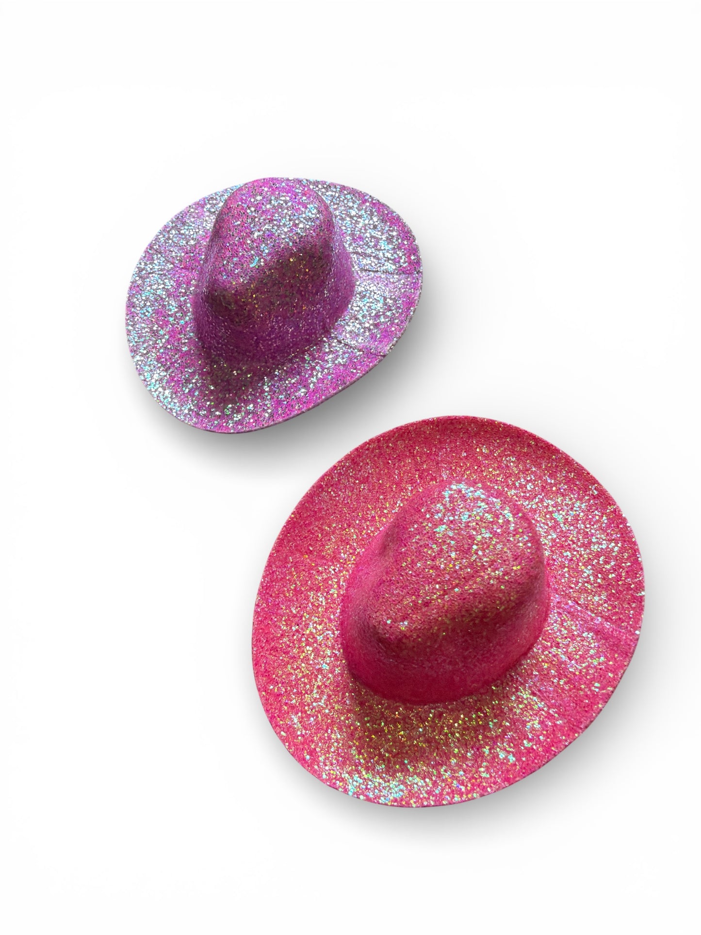 Pair of Pink and Purple Glitter Hats