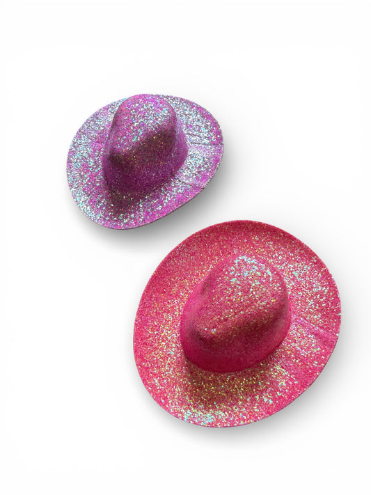Pair of Pink and Purple Glitter Hats