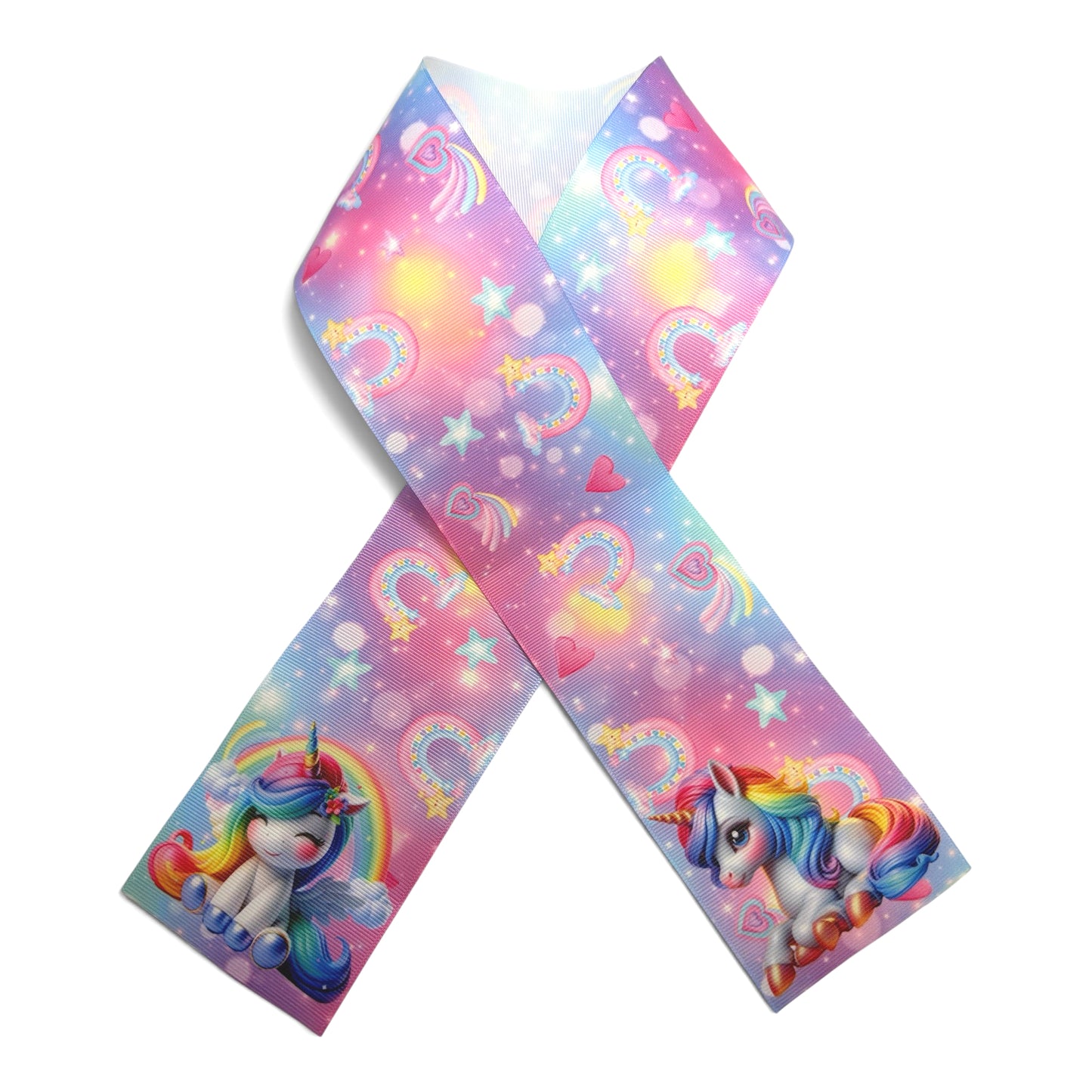 3 Strips 7.5cm /3inch wide.  31 inchs long Dreamy Unicorn Ribbon Printed Grosgrain