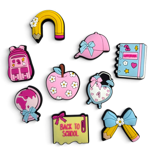 9pcs School Coquette Theme Flat Charms.