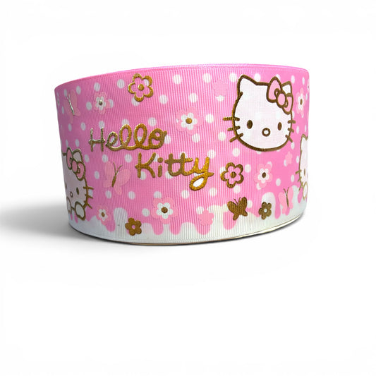 3 yards -7.5cm (3inch) Foil Ribbon Polka Dots Hello Kitty