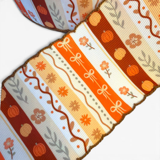 3 yards Fall Pumpkins Moonstich 7.5cm-3inch SKU PRNT03-88