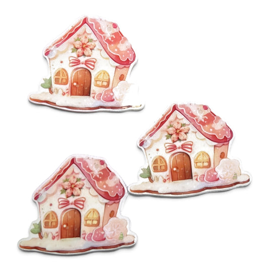 3 resins Flat Planar Pink gingerbread house mresin 5cm