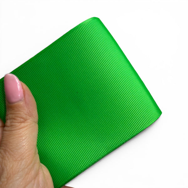 3 yards Bright Green G-29 Solid Grosgrain  7.5cm 3inch