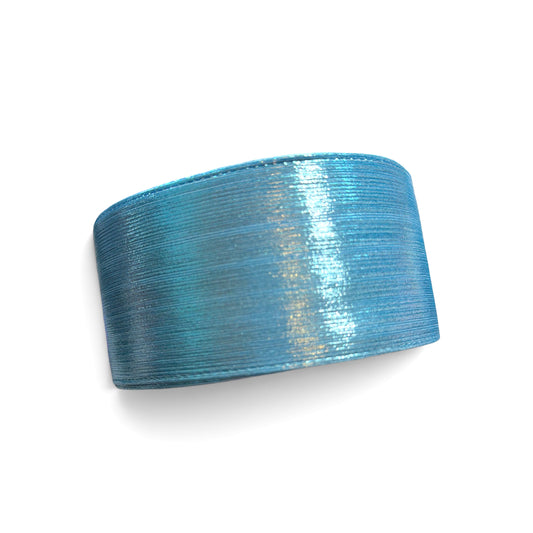 1 yard Sea Blue Rain Metallic Ribbon 7.5cm/3inch