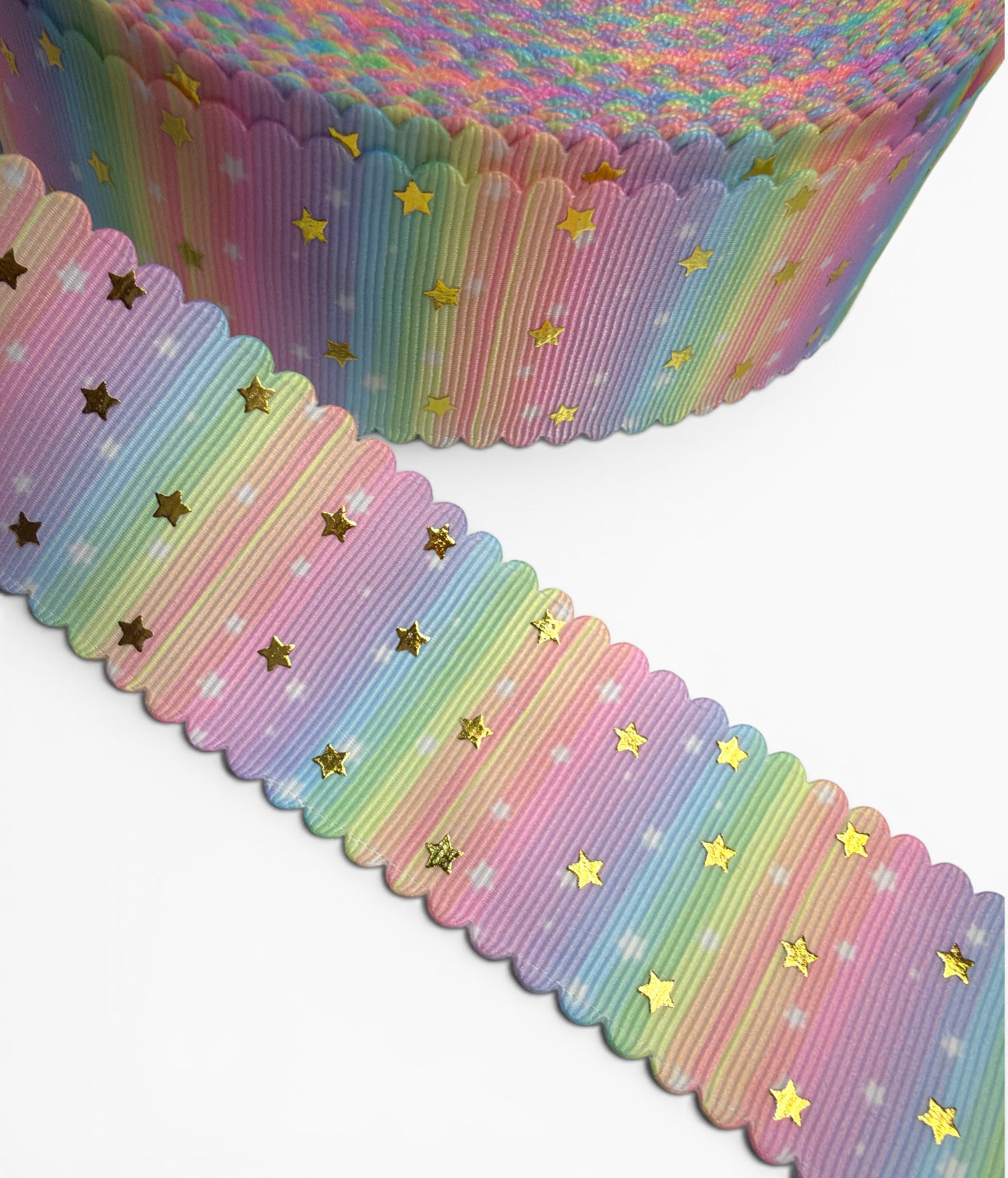 3.8cm/1.5inch Foil Colorful Rainbow Stars 3 yards